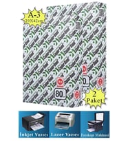 Fotokopi Kağıdı A3 80 gr 500 lü 2 Paket Copierbond Fotokopi Kağıdı Lazer İnkjet ve Fotokopi Makineleri İçin Uyumlu (Beyaz)
