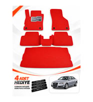 AUDİ A6 (2008-2011) Uyumlu EVA Oto Paspas Bagaj Paspası Dahil Metal Topukluklu Kırmızı