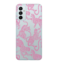 Samsung Galaxy M23 Uyumlu Pembe Leopar Desenli Şeffaf Telefon Kılıfı