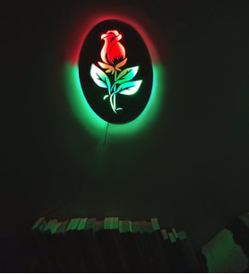 Mony Tasarım Led Işıklı Dekoratif Gül Tablo Duvar Süsü Dekorasyon