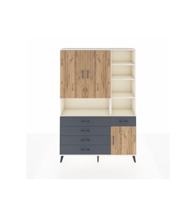 Arges Dolap 8 Raflı 5 Çekmeceli 3 Kapaklı 132x30x195 Aytaşı-Çam/Antrasit