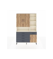 Arges Dolap 8 Raflı 5 Çekmeceli 3 Kapaklı 132x30x195 Aytaşı-Çam/Antrasit