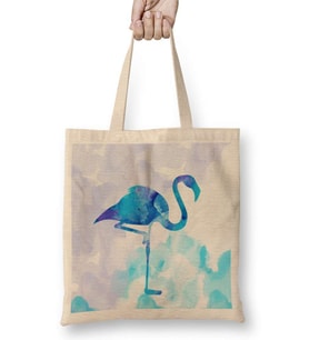 Flamingo Bulutlarda Bez Çanta Uzun Saplı