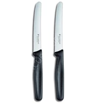 İki adet 11 cm tırtıklı çelik bıçak seti, dayanıklı ve pratik kullanım