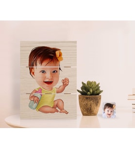 BK Gift Kişiye Özel Bebek Karikatürlü Otantik Masaüstü Ahşap Palet Çerçeve-1 (Beyaz)