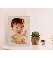 BK Gift Kişiye Özel Bebek Karikatürlü Otantik Masaüstü Ahşap Palet Çerçeve-1 (Beyaz)