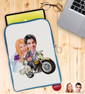 BK Gift Kişiye Özel Evleniyoruz Karikatürlü Taşınabilir Koruyucu Tablet Kılıfı & Organizer Çanta - Mavi-8