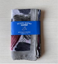 Modakaşmir Fırça Desenli Bambu Eşarp (Krem, Kahve ve Gri Tonlar) (Gri - Siyah)