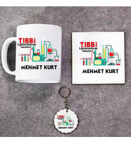 Tıbbi Laboratuvar Teknikeri Kupa Bardak Altlık ve Anahtarlık Hediye Seti (Model 1)