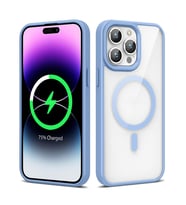 Lexroo iPhone 14 Pro Max Kılıf M-safe Wireless Şarj Özellikli Silikon Ege Kılıf - Açık Mavi