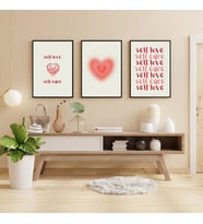 Self Love Care  Duvar Tablosu Çerçeveli 3'lü Set Siyah Renk 21 x 30 Boyut/Ebat (Standart)