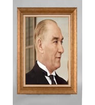 Altın Varaklı Paspartulu Çerçeveli Atatürk Tablo nt1066