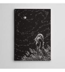 Bir Gece Göğe Bakmak Mini Kanvas Tablo