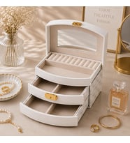 Lüks Deri Görünümlü Takı ve Mücevher Saklama Kutusu Çekmeceli Organizer