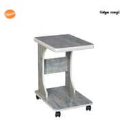 Tekerlekli Mdf C Yan Sehpa Koltuk Yanı Sehpa Salon Sehpa Ofis Sehpa Laptop Sehpası (Mavi)