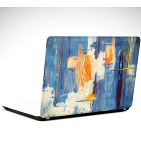 Soyut Sarı Mavi Laptop Sticker 15.4 inch (37X26CM)