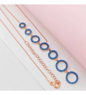 Gümüş Halka Sıralı Sallantılı Model Kolye 925 Ayar (Karışık)