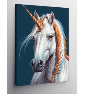 Kanvas Tablo Parlak Beyaz Unicorn