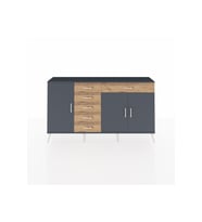 Arges Konsol 3 Raflı 6 Çekmeceli 3 Kapaklı 176x30x99 Antrasit-Antrasit/Çam