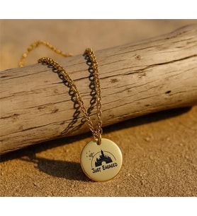 Kişiye Özel 925 Ayar Gümüş Disney Temalı Just Engaged Yazılı Kolye (Gold)