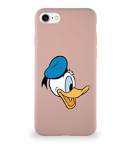 Apple iPhone 7 Soft Premier Kapak Donald Duck-F Tasarımlı Silikon Kılıf - Pudra (Şeffaf)