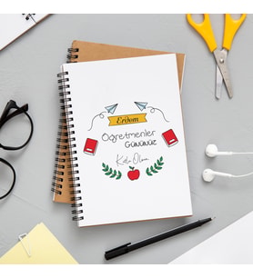 Öğretmenler Günü Tasarımlı Defter Kişiye Özel