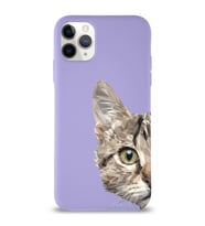 Apple iPhone 11 Pro Uyumlu Lansman Kılıf Catface Tasarımlı İçi Kadife Kapak-Lila (Şeffaf)