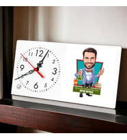 Erkek Kimya Hocası Karikatürlü Masa Saati