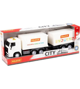 Polesie City-2 Sürtmeli Çift Dorse Tır Işıklı Sesli Beyaz Kabin Kutuda 96388 (Çok Renkli)