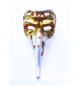 Mey İthalat® Turuncu Renk İşlemeli Seramik Malzemeden İmal Venedik Uzun Maske Magnet