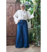 1162-Denim Pantolon Etek Lacivert