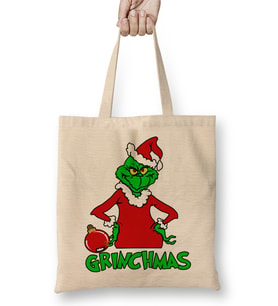 Yılbaşı Yeni Yıl Konseptli Christmas Grinchmas Become Santa Bez Çanta Uzun Saplı