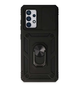 Galaxy A72 Kılıf Pars Lens Yüzüklü Silikon - Siyah
