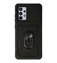 Galaxy A72 Kılıf Pars Lens Yüzüklü Silikon - Siyah