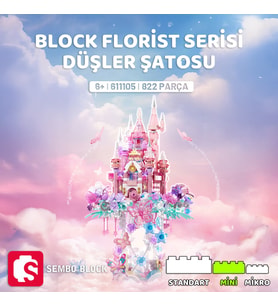 Sembo Block Düşler Şatosu – Block Florist Serisi Yapı Bloğu Seti  822 Parça (Pembe)