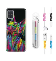 Samsung a71 A72 A73 A7 A9 2018 C7 C9 Kılıf Kablo Koruma Spiral Silikon Color Cat 1754