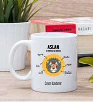Kişiye Özel Aslan Burcuna Hediye Beyaz Kupa Bardak