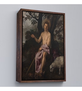 Çerçeveli Diego Velazquez - Doğada Aziz Vaftizci Yahya Tablosu (Altın)