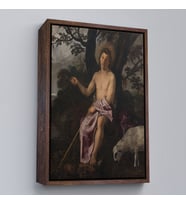 Çerçeveli Diego Velazquez - Doğada Aziz Vaftizci Yahya Tablosu (Altın)