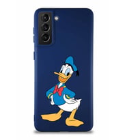 Samsung Galaxy S21 Plus Soft Premier Kapak Donald Duck-C Tasarımlı Silikon Kılıf - Lacivert (Şeffaf)