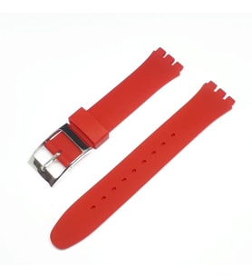 17mm Swatch Uyumlu Chrono Model Slikon Saat Kordonu - KIRMIZI