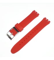 17mm Swatch Uyumlu Chrono Model Slikon Saat Kordonu - KIRMIZI