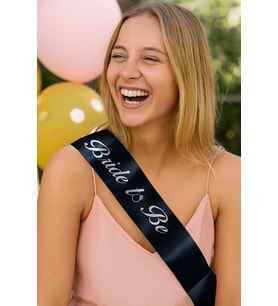 Bride To Be Kuşak Siyah Üstüne Yazı Gümüş