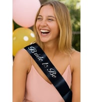 Bride To Be Kuşak Siyah Üstüne Yazı Gümüş