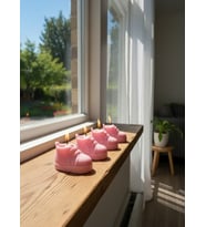 BEBE AYAKKABI 4'LÜHEDİYELİK DEKORATİF PORTAKAL ÇİÇEĞİ KOKULU SOYA WAX MUM (PEMBE RENKLİ)