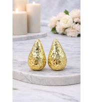 Gold Renk Desenli Gözyaşı Damlası Çelik Küpe