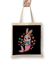 Cute Bunny Mermaid Swimming Bunnies Bez Çanta Uzun Saplı