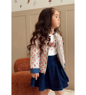 Pileli Denim Kız Çocuk Etek Lacivert