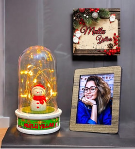 Yılbaşı Hediyesi - Fotoğraflı Led Işıklı Fanus - Kardan Adam Temalı (BEYAZ)
