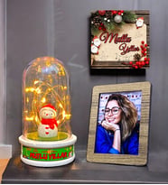 Yılbaşı Hediyesi - Fotoğraflı Led Işıklı Fanus - Kardan Adam Temalı (BEYAZ)